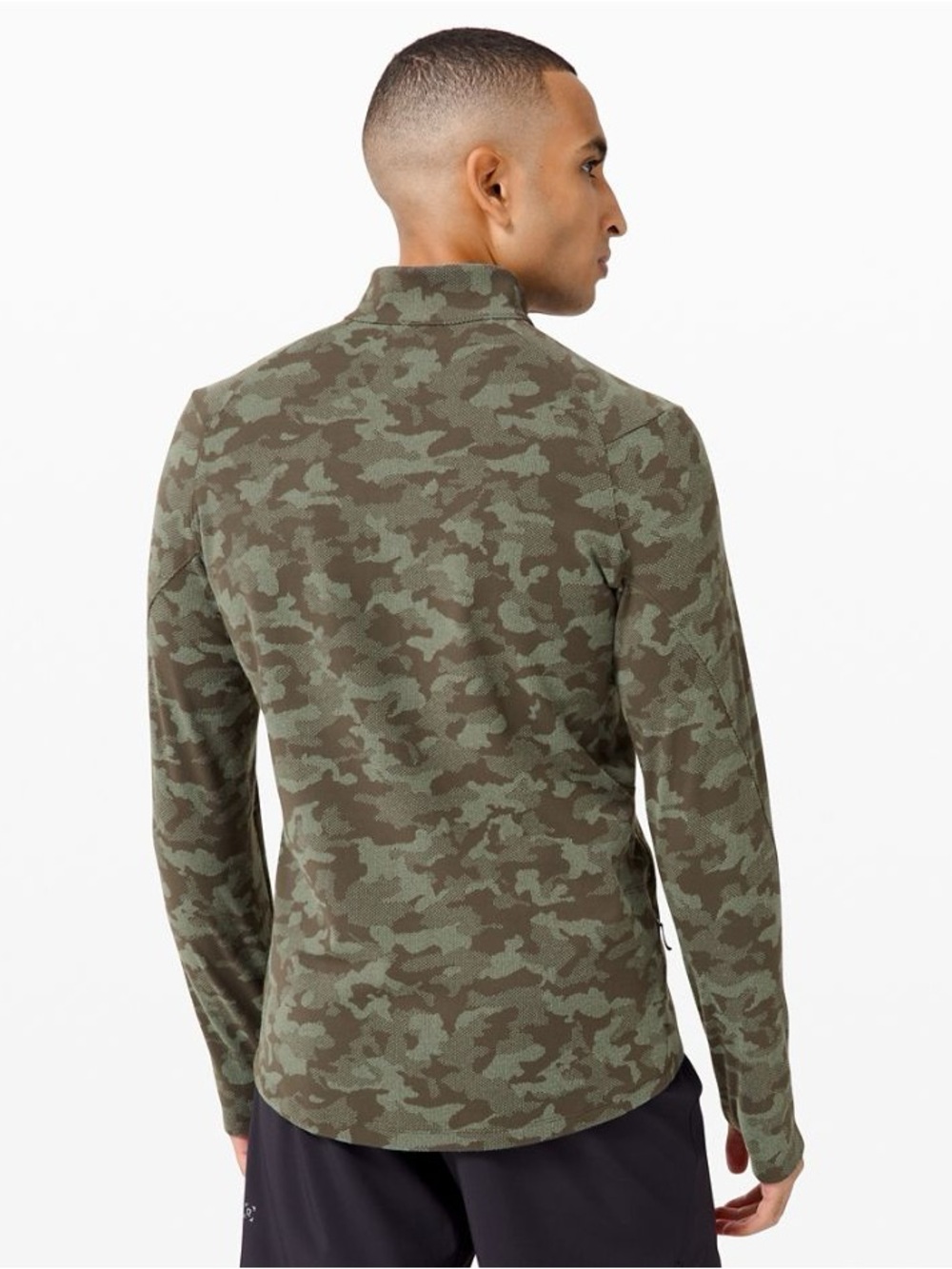 Lululemon Green Camo Surge 1/2 Zip Fleece Lined Pullover Sweater Size M - Picture 2 of 11